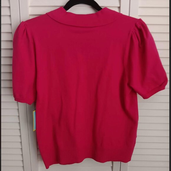Puff Sleeve Hot Pink Sweater NWT - Picture 2 of 4